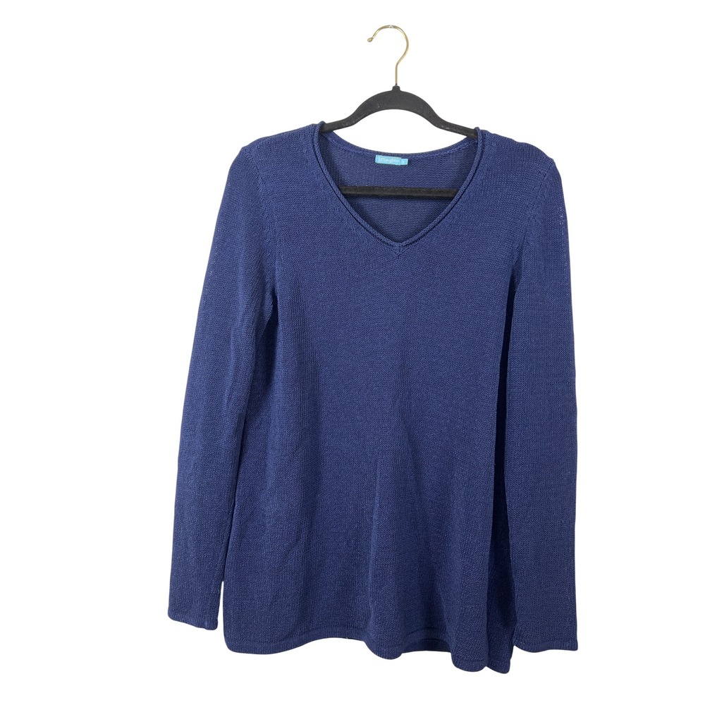 J Mclaughlin Blue Preppy Sweater Medium Grandmacore Old Money Cozy Knit Cottage